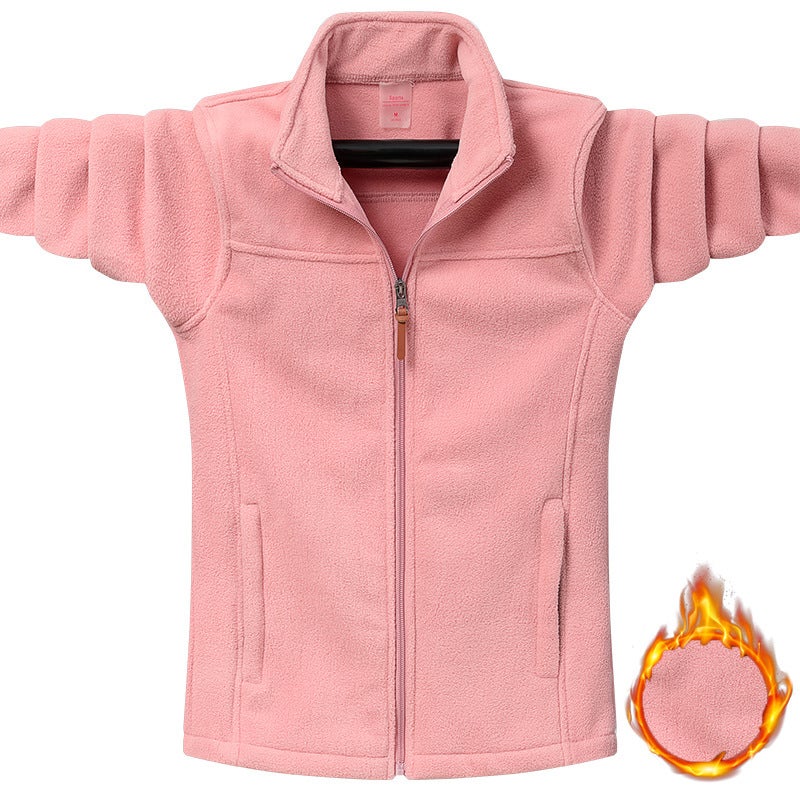 Fleece Jacket Men'S And Women'S Jacket Vertical Collar Cardigan Thickened Insulation Double-Sided Shake - Image 1